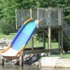 Enjoy the water slide at the beach.